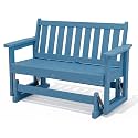 SERWALL 2 Person Patio Glider Bench, HDPE All Weather Swinging Bench, Navy