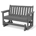 SERWALL 2 Person Patio Glider Bench, HDPE All Weather Swinging Bench, Grey