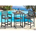 SERWALL 3 Pcs HDPE Bar Height Chairs and Double Layer Pub Table Set, Gray