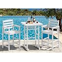 SERWALL 3 Pcs HDPE Bar Height Adirondack Chairs and Bar Table Set, White