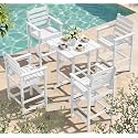 SERWALL 5 Pcs HDPE Bar Height Adirondack Chairs and Bar Table Set, White