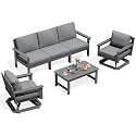 SERWALL 6-Piece Outdoor Furniture Set, 2 Swivel Chairs &amp; 3-Seat Sofa