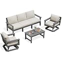 SERWALL 6-Piece Outdoor Furniture Set, 2 Swivel Chairs &amp; 3-Seat Sofa