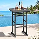 SERWALL HDPE 41.7" Bar Height Table with Umbrella Hole, Grey