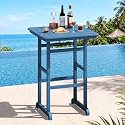 SERWALL HDPE 41.7" Bar Height Table with Umbrella Hole, Blue