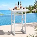 SERWALL HDPE 41.7" Bar Height Table with Umbrella Hole, White
