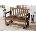 SERWALL Outdoor Glider Chair, HDPE Material, 660LBS Capacity, Teak