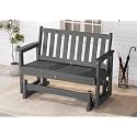 SERWALL Outdoor Glider Chair, HDPE Material, 660LBS Capacity, Charcoal Gray