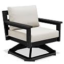 SERWALL Outdoor Swivel Chair, Oversized Patio Sofa Chair with 360° Rotation