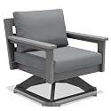 SERWALL Outdoor Swivel Chair, Oversized Patio Sofa Chair with 360° Rotation