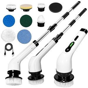 seseno 9 in 1 electric spin scrubber cleaning brush scrubber for home 300rpmmin 8 replaceable brush heads 3 adjustable size 2 adjustable speeds for bathroom floor tiles