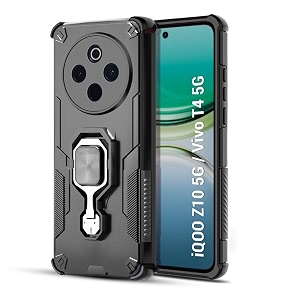d5 tough armor bumper back cover case for iqoo z10 5g  vivo t4 5g  ring holder amp kickstand in-built  360 degree protection back case cover for iqoo z10 5g  vivo t4 5g - black