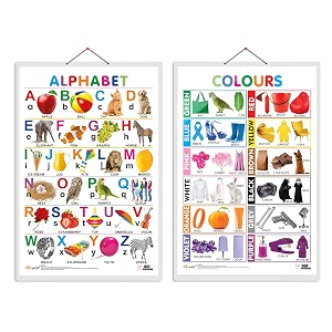 set of 2 alphabet and colours early learning educational charts for kids  2034x3034 inch non-tearable and waterproof  double sided laminated  perfect for homeschooling kindergarten and nursery students