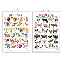Set of 2 (Alphabet and (Domestic Animals and Pets) Early Learning Educational Charts for Kids | 20"X30" inch |Non-Tearable and Waterproof | Double Sided Laminated | Perfect for Homeschooling, Kindergarten and Nursery 