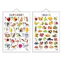 Set of 2 Alphabet and Fruits Early Learning Educational Charts for Kids | 20"X30" inch |Non-Tearable and Waterproof | Double Sided Laminated | Perfect for Homeschooling, Kindergarten and Nursery Students