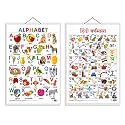 Set of 2 Alphabet and Hindi Varnamala Early Learning Educational Charts for Kids | 20"X30" inch |Non-Tearable and Waterproof | Double Sided Laminated | Perfect for Homeschooling, Kindergarten and Nursery Students