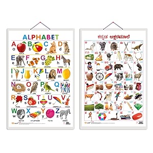 set of 2 alphabet amp kannada alphabet early learning educational charts for kids2034x3034 inchnon-tearable amp waterproofdouble sided laminatedperfect for homeschooling kindergarten amp nursery students