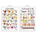 Set of 2 Alphabet and Numbers 1-10 Early Learning Educational Charts for Kids | 20"X30" inch |Non-Tearable and Waterproof | Double Sided Laminated | Perfect for Homeschooling, Kindergarten and Nursery Students