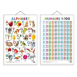 set of 2 alphabet and numbers 1-100 early learning educational charts for kids  2034x3034 inch non-tearable and waterproof  double sided laminated  perfect for homeschooling kindergarten and nursery students