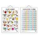Set of 2 Alphabet and Numbers 1-100 Early Learning Educational Charts for Kids | 20"X30" inch |Non-Tearable and Waterproof | Double Sided Laminated | Perfect for Homeschooling, Kindergarten and Nursery Students