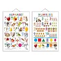 Set Of 2 Alphabet And Numbers, Shapes &amp; Colours Early Learning Educational Charts For Kids | 20"X30" Inch |Non-Tearable And Waterproof | Double Sided Laminated |
