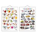Set of 2 Alphabet and Transport Early Learning Educational Charts for Kids | 20"X30" inch |Non-Tearable and Waterproof | Double Sided Laminated | Perfect for Homeschooling, Kindergarten and Nursery Students