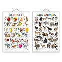 Set of 2 Alphabet and Wild Animals Early Learning Educational Charts for Kids | 20"X30" inch |Non-Tearable and Waterproof | Double Sided Laminated | Perfect for Homeschooling, Kindergarten and Nursery Students