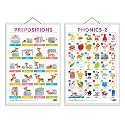 Set of 2 PREPOSITIONS and PHONICS - 2 Early Learning Educational Charts for Kids | 20"X30" inch |Non-Tearable and Waterproof | Double Sided Laminated | Perfect for Homeschooling, Kindergarten and Nursery Students