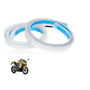 set of 2 ultra-fine 60cm drum drl turn signal led strip  daytime running light  flexible  tube guide bike led strip  white and yellow compatible with bajaj pulsar rs200