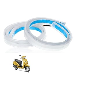 set of 2 ultra-fine 60cm drum drl turn signal led strip  daytime running light  flexible  tube guide bike led strip  white and yellow compatible with honda activa 4 g