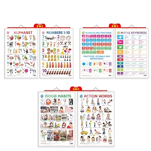 set of 3  2 in 1 alphabet and number 1-10 2 in 1 number amp fractions and maths keywords and 2 in 1 good habits and action words early learning educational charts for kids  2034x3034 inch non-tearable and waterproof  double sided laminated  perfect for homeschooling kindergarten and nursery students