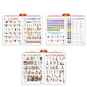 Set of 3 | 2 IN 1 ALPHABET AND NUMBER 1-10, 2 IN 1 NUMBER &amp; FRACTIONS AND MATHS KEYWORDS and 2 IN 1 GOOD HABITS AND ACTION WORDS Early Learning Educational Charts for Kids | 20"X30" inch |Non-Tearable and Waterpro