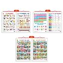 Set of 3 | 2 IN 1 ALPHABET AND NUMBER 1-10, 2 IN 1 NUMBER &amp; FRACTIONS AND MATHS KEYWORDS and 2 IN 1 BENNY IS SAD AND BENNY IS SHY Early Learning Educational Charts for Kids | 20"X30" inch |Non-Tearable and Waterpr