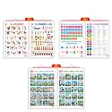 Set of 3 | 2 IN 1 ALPHABET AND NUMBER 1-10, 2 IN 1 NUMBER &amp; FRACTIONS AND MATHS KEYWORDS and 2 IN 1 BENNY LEARNS TO LOVE PLANTS AND BENNY SAVES THE TREE Early Learning Educational Charts for Kids | 20"X30" inch |N