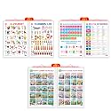 Set of 3 | 2 IN 1 ALPHABET AND NUMBER 1-10, 2 IN 1 NUMBER & FRACTIONS AND MATHS KEYWORDS and 2 IN 1 BENNY LEARNS TO RECYCLE AND BENNY TEACHES TO SAVE WATER Early Learning Educational Charts for Kids | 20"X30" inch