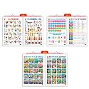 Set of 3 | 2 IN 1 ALPHABET AND NUMBER 1-10, 2 IN 1 NUMBER &amp; FRACTIONS AND MATHS KEYWORDS and 2 IN 1 BENNY IS BORED AND BENNY IS LONELY Early Learning Educational Charts for Kids | 20"X30" inch |Non-Tearable and Wa