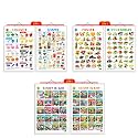 Set of 3 |2 IN 1 COLOURS AND SHAPES, 2 IN 1 FRUITS AND VEGETABLES and 2 IN 1 BENNY IS SAD AND BENNY IS SHY Early Learning Educational Charts for Kids | 20"X30" inch |Non-Tearable and Waterproof | Double Sided Laminate