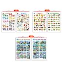 Set of 3 |2 IN 1 COLOURS AND SHAPES, 2 IN 1 FRUITS AND VEGETABLES and 2 IN 1 BENNY LEARNS ABOUT POLLUTION AND BENNY LEARNS NOT TO LITTER Early Learning Educational Charts for Kids | 20"X30" inch |Non-Tearable and Wate