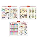 Set of 3 |2 IN 1 COLOURS AND SHAPES, 2 IN 1 FRUITS AND VEGETABLES and 2 IN 1 PHONICS 1 AND PHONICS 2 Early Learning Educational Charts for Kids | 20"X30" inch |Non-Tearable and Waterproof | Double Sided Laminated | Pe