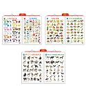 Set of 3 | 2 IN 1 COLOURS AND SHAPES and 2 IN 1 FRUITS AND VEGETABLES, 2 IN 1 WILD AND FARM ANIMALS &amp; PETS Early Learning Educational Charts for Kids | 20"X30" inch |Non-Tearable and Waterproof | Double Sided Lami