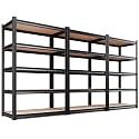 Set of 3 78"H Garage Shelving-2050 lbs 5 Tier Storage Shelves,Adjustable Heavy Duty Metal Shelving Unit and Storage Large Rack,Utility Steel Shelf for Warehouse Industrial Pantry 78"x46"x20",Black