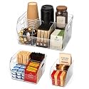 Set of 3 Adjustable Dividers Coffee Station Organizer, Clear Plastic