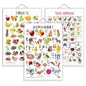 Set of 3 Alphabet, Fruits and Hindi Varnamala Early Learning Educational Charts for Kids | 20"X30" inch |Non-Tearable and Waterproof | Double Sided Laminated | Perfect for Homeschooling, Kindergarten and Nursery Stude