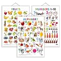 Set of 3 Alphabet, Fruits and Numbers 1-10 Early Learning Educational Charts for Kids | 20"X30" inch |Non-Tearable and Waterproof | Double Sided Laminated | Perfect for Homeschooling, Kindergarten and Nursery Students