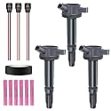 Set of 3 Ignition Coils &amp; Pigtail Connector Wiring Harness Kit Compatible with Ford Escape Fusion Lincoln Zephyr Mercury Mariner V6 3.0L UF486 DG514 C1594 5C1651
