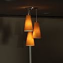 Craftter 3-Light Pendant Ceiling Lamp | Modern Hanging Light with Wooden/Amber Glass Finish | Decorative Ceiling Light for Living Room, Dining Area, Kitchen &amp; Home Décor
