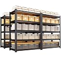 Set of 4 Garage Shelving 5 Tier Storage Shelves,Adjustable Heavy Duty Metal Shelving Unit and Storage Large Rack,Utility Steel Shelf for Shop Warehouse Industrial Pantry 71"x35"x16"