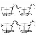 Set of 4 Hanging Railing Planters, Metal Flower Pot Basket