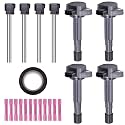 Set of 4 Ignition Coils &amp; Pigtail Connector Wiring Harness Kit Compatible with 2001 2002 2003 2004 2005 Civic Acura Mdx EL 1.7L L4 C1460 UF400 UF512 UF307