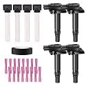 Set of 4 Ignition Coils Pack &amp; Pigtail Connector Wiring Harness Kit Compatible with Audi A4 A6 A8 RS6 TT Volkswagen Beetle Passat 1.8L L4 4.2L V8 Replacement for UF274 52-1694